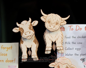 Wobbly Farm Animal Magnets, Fridge Magnet, 10 Animal set, SVG, Laser Cutting File