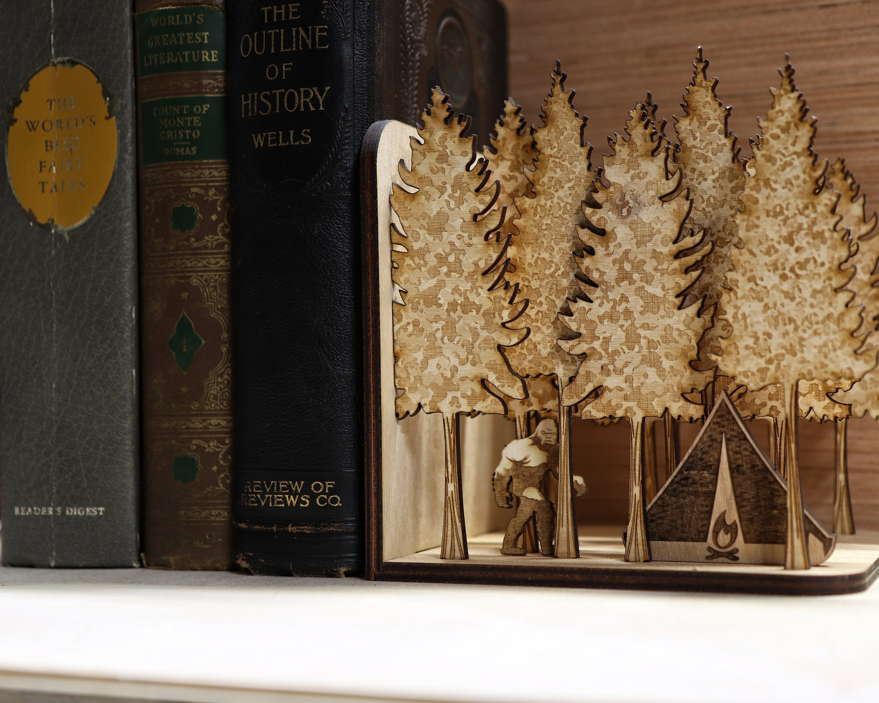 Forest Bookend-conifer, Bigfoot, UFO, Tent Laser Cutting