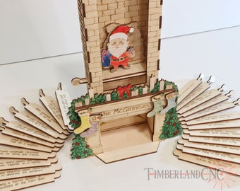 Santa in the Chimney, Christmas Advent Countdown Calendar, SVG, Laser Cutting File
