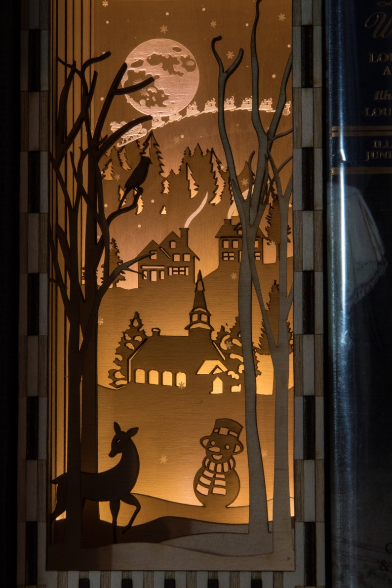 Christmas Shadowbox Book Nook SVG. Laser Cutting File. Digital Etsy