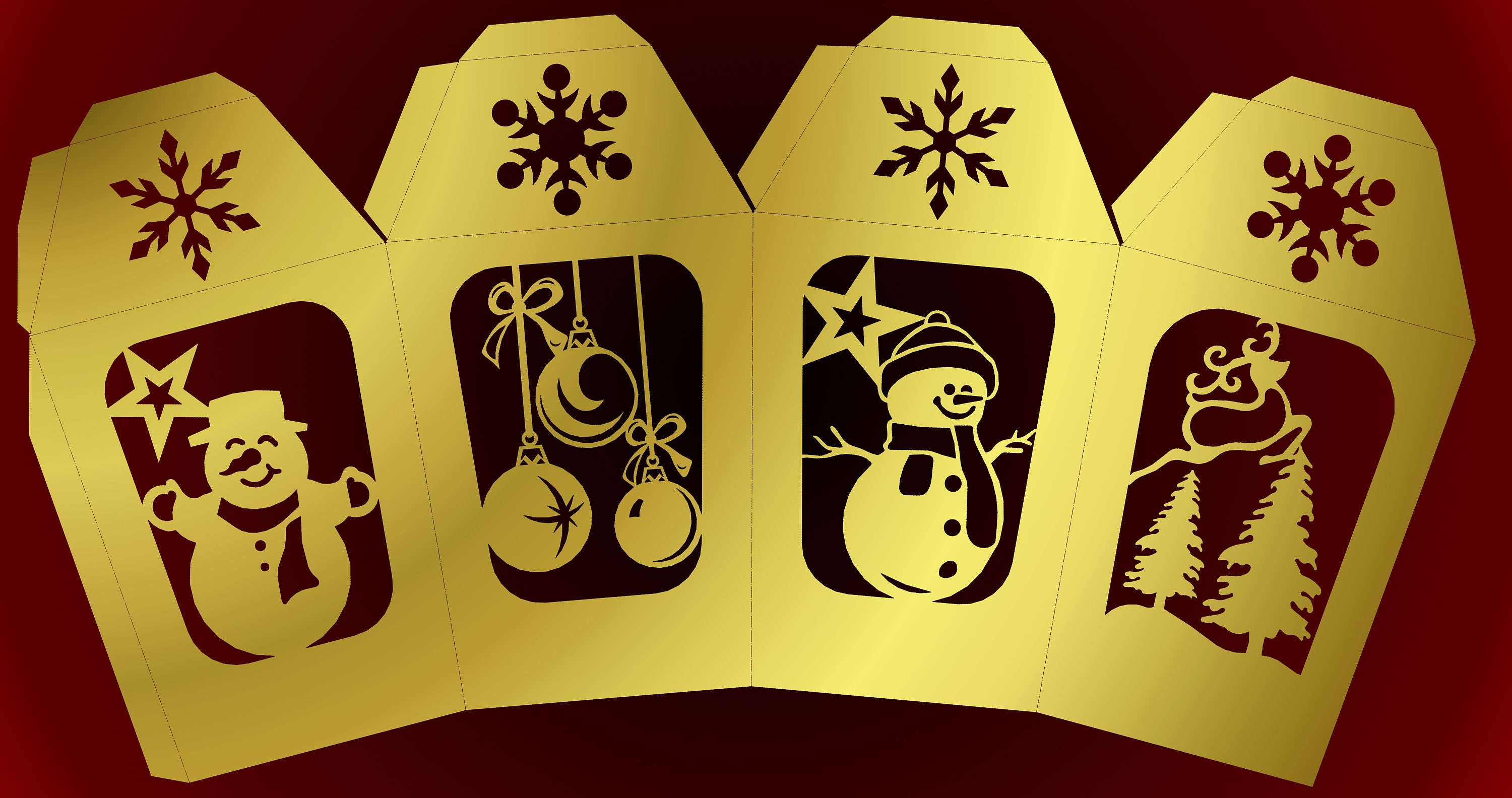 Christmas Paper Lantern SVG Paper Lantern DXF Snowman Paper Etsy UK