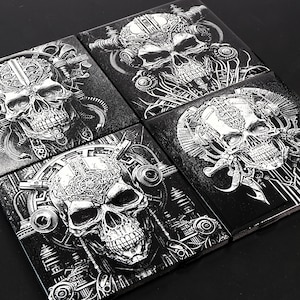 Skulls [Set 2], Mechanical, Steampunk, Grayscale Images for Laser Engraving, Digital Download