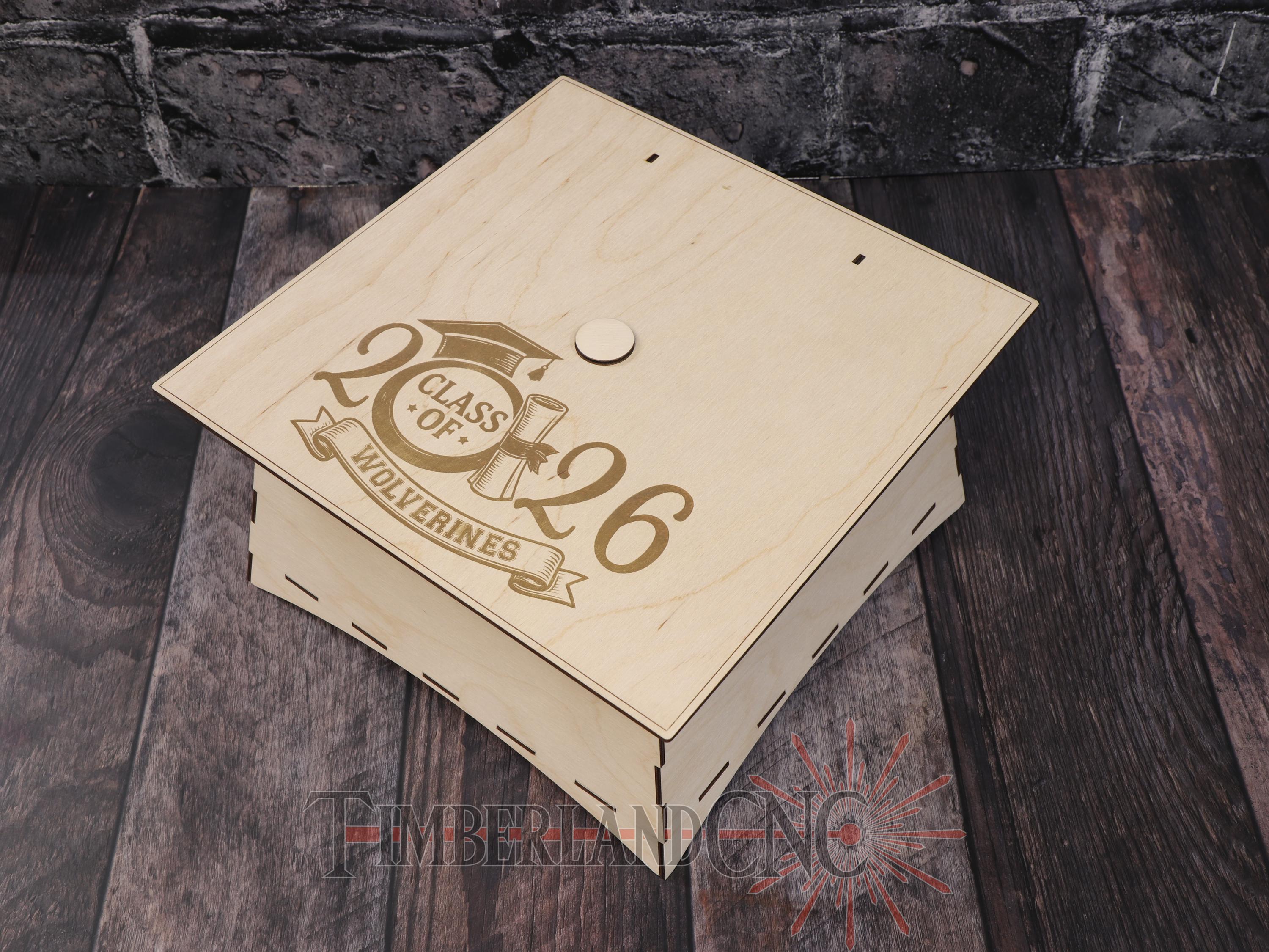 Graduation Box Dxf Graduation Cap Gift Box, Keepsake Box, With Hinged Lid, SVG, Laser ...