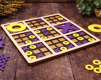 10-in-1 Tic-Tac-Toe, Ultimate Tic-Tac-Toe, SVG, Laser Cutting File