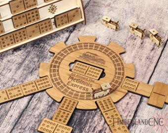 Mexican Train Dominoes, Double-12 Domino Set, SVG, Laser Cutting File