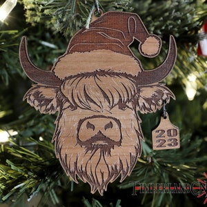Highland Cow Ornament, SVG, Laser Cutting File