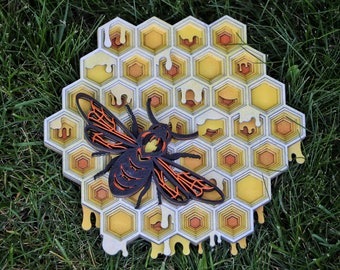 Bee and Honeycomb, Dripping with Honey SVG, DXF, Cutting File