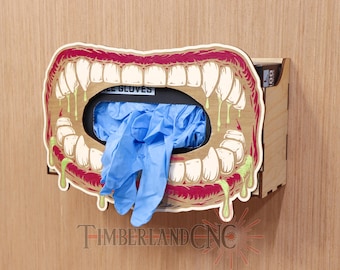 Monster Mouth Glove Box Holder Laser Cut File | Funny Workshop Wall Mount (Digital Download)