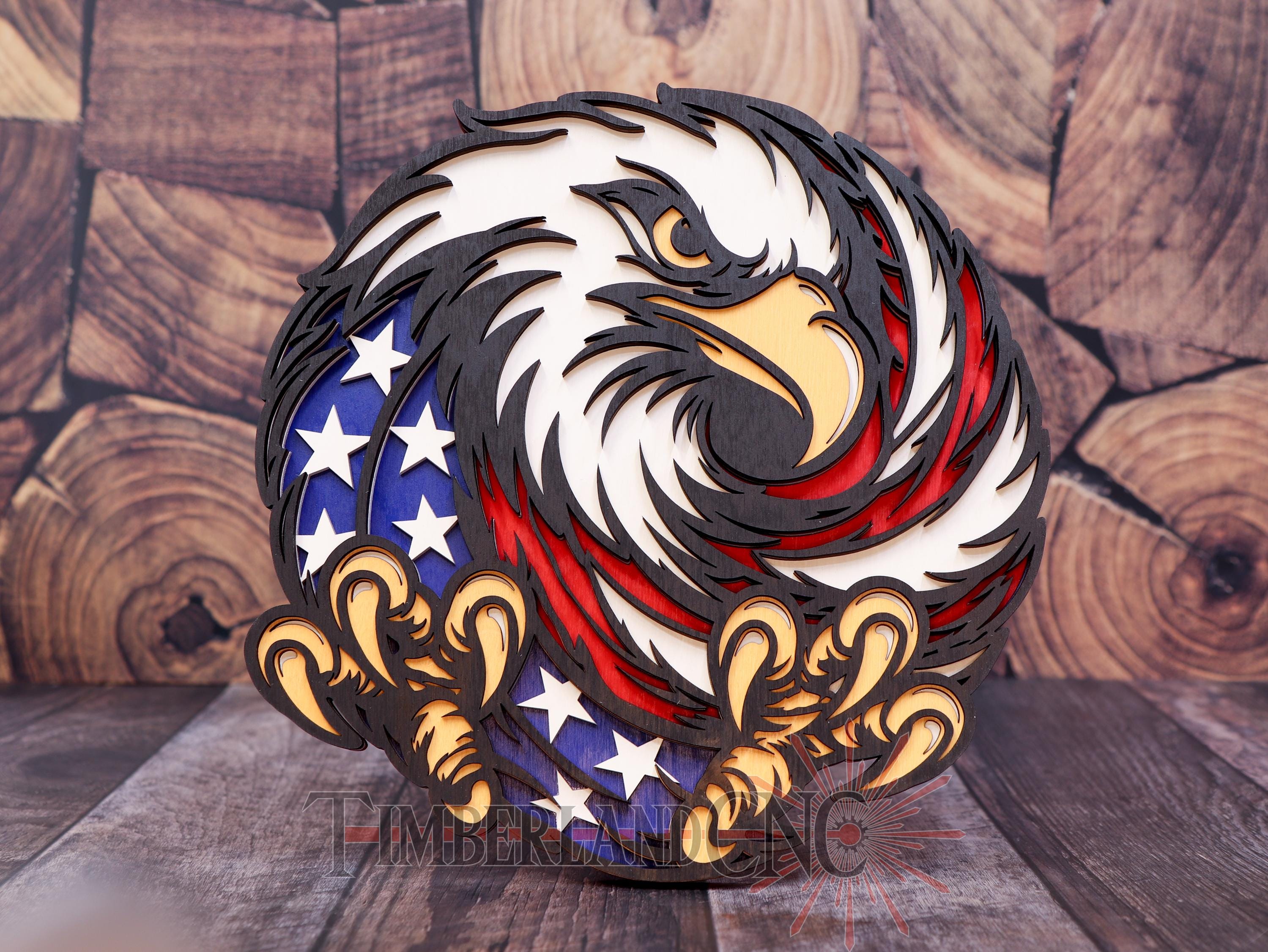 Bald Eagle Layered SVG | Patriotic American Flag Laser Cut File ...