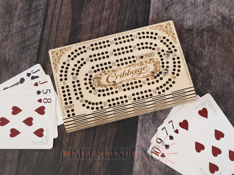 Laser Cut Cribbage Board SVG | Travel Board With Card and Peg Storage ...