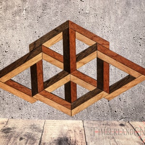 Sztuka geometryczna, obiekt niemożliwy, iluzja 3D, SVG, plik do cięcia laserowego