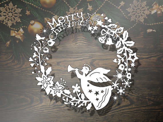 Download Free Christmas Wreath Svg Christmas Wreath Dxf Merry Christmas Etsy SVG DXF Cut File