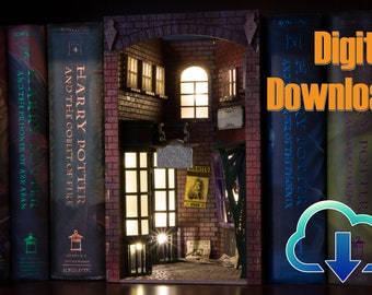 Wrturn Alley Book Nook SVG. Laser-Cutting-Datei. Digitaler Download.