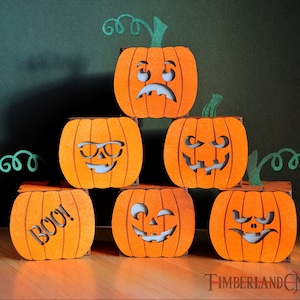 Boîte de bonbons citrouille / citrouille-lanterne, fichier de découpe laser. Halloween SVG