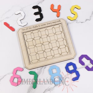 Ten Digit Grid Puzzle, Jigsaw, SVG, Laser Cutting File