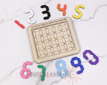 Ten Digit Grid Puzzle, Jigsaw, SVG, Laser Cutting File