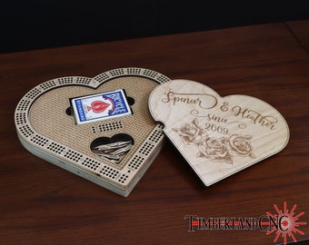 Heart-Shaped Cribbage Board, 3 Track, With Storage, SVG, Laser Cutting File