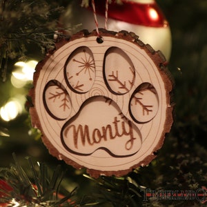 Paw Print Ornament, Tree Slice, SVG, Laser Cutting File