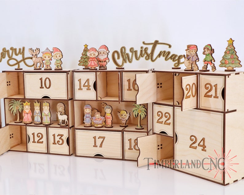 Christmas Countdown Advent Calendar, SVG, Laser Cutting File - Etsy