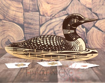 Loon, Common Loon, Diver, Cribbage Pattern, SVG, Laser Cutting File