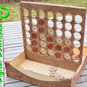 Four In A Row, Checkers, Chess, SVG, DXF, Laser Cutting File, Glowforge Project