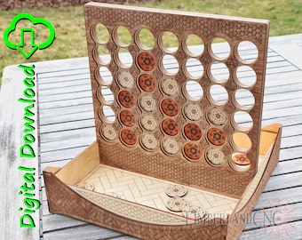 Vier in einer Reihe, Dame, Schach, SVG, DXF, Laser Plotterdatei, Glowforge Project