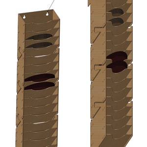 Puede incluir: Un estante de almacenamiento de pared de madera marr&oacute;n con 10 ranuras para guardar art&iacute;culos. El estante tiene ranuras de ojo de cerradura para colgar o se puede montar con una escuadra francesa.