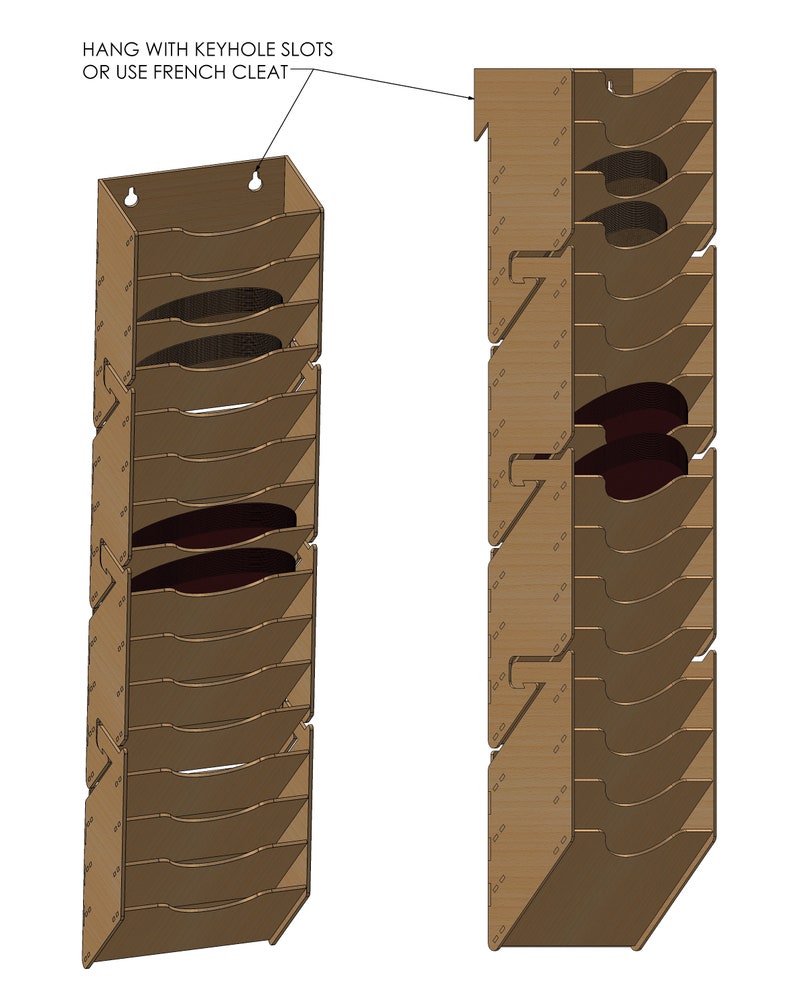 Puede incluir: Un estante de almacenamiento de pared de madera marr&oacute;n con 10 ranuras para guardar art&iacute;culos. El estante tiene ranuras de ojo de cerradura para colgar o se puede montar con una escuadra francesa.