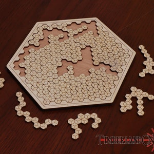 Zeshoekpuzzel, wirwarpuzzel, legpuzzel, SVG, lasersnijbestand