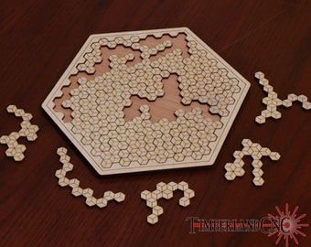 Hexagon Puzzle, Tangle Puzzle, Jigsaw, SVG, Laser Cutting File