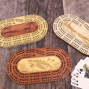 Laser Cut Cribbage Board SVG | Travel Board with Peg Storage