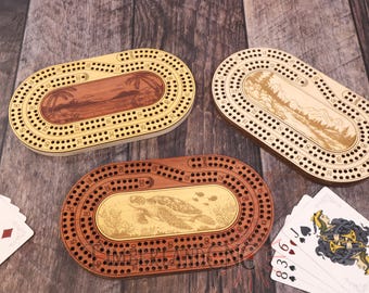 Laser Cut Cribbage Board SVG | Travel Board with Peg Storage