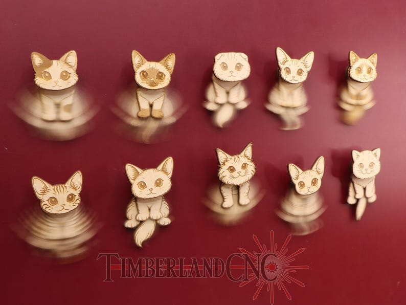 Wobbly Cat Magnets, Fridge Magnet, 10 cat set, SVG, Laser Cutting File image 10