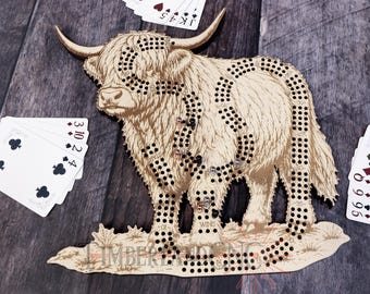 Highland Cow Cribbage, Cribbage Pattern, SVG, Laser Cutting File