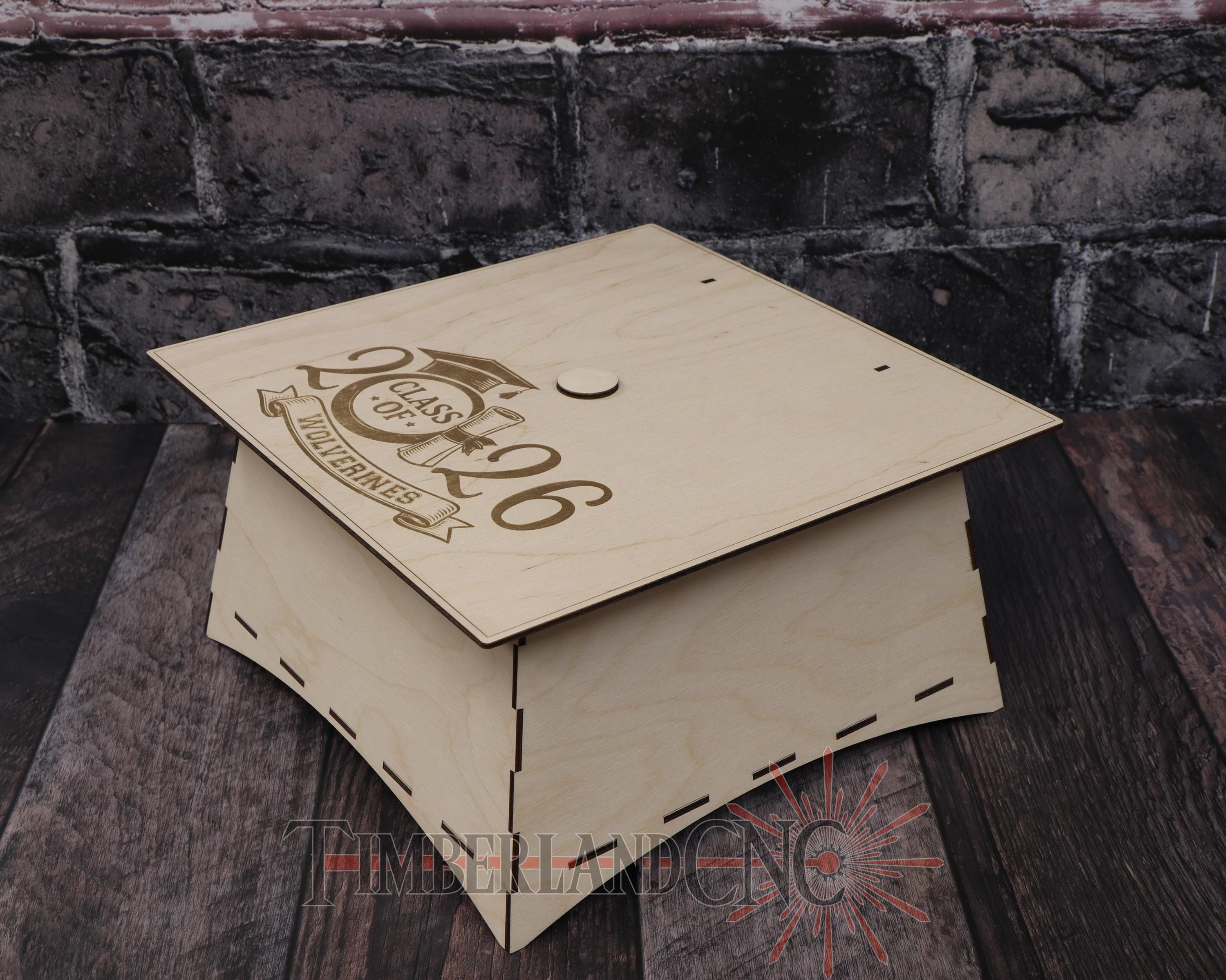 Graduation Box Dxf Graduation Cap Gift Box, Keepsake Box, With Hinged Lid, SVG, Laser ...