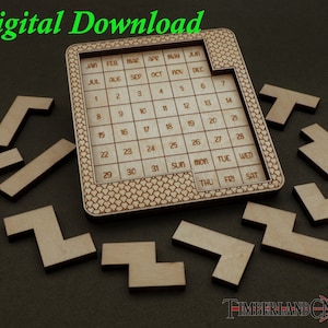 Hölzernen täglichen Kalender Puzzle, unendliches Puzzle, SVG, Lasercutting-Datei
