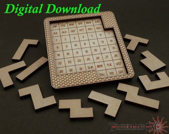 Wooden Daily Calendar Puzzle, Infinite Puzzle, SVG, Laser Cutting File