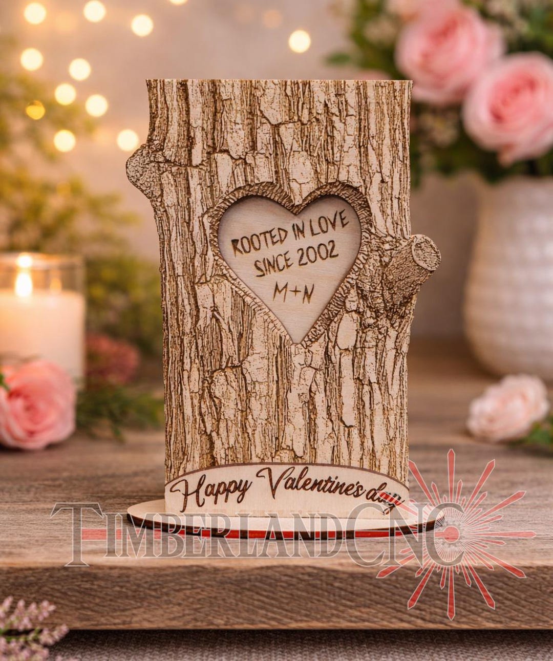 Carved Heart, Tree Trunk Heart, Valentine Message, SVG, Laser