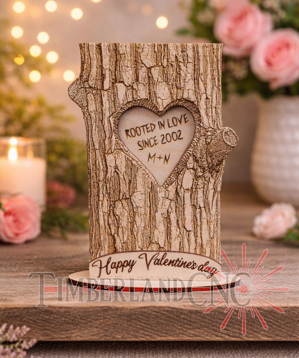 Carved Heart, Tree Trunk Heart, Valentine Message, SVG, Laser