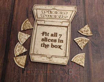 Pizza Puzzle, Geometric Puzzle, Fit the Shapes, SVG, Laser Cutting File