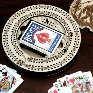 Cribbagebord, met opberger, klein rond, SVG-bestand, lasersnijbestand