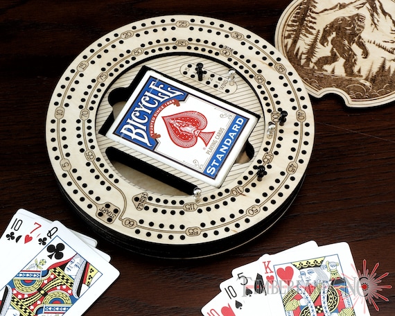 Cribbage Board, With Storage,Small Round, Two Track, SVG, Laser Cutting File