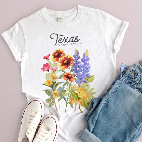 Texas Flower Tshirt, Wildflower Tee, Botanical Tshirt, Vintage Wildflowers, Plant Shirt, Flower Shirt, Women's Tees, Boho Graphic