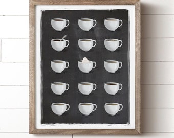 Coffee Cup Print - Coffee Cup Artwork - Coffee Home Decor - Coffee Wall Print - Coffee Lover - Kitchen Picture - Black and White