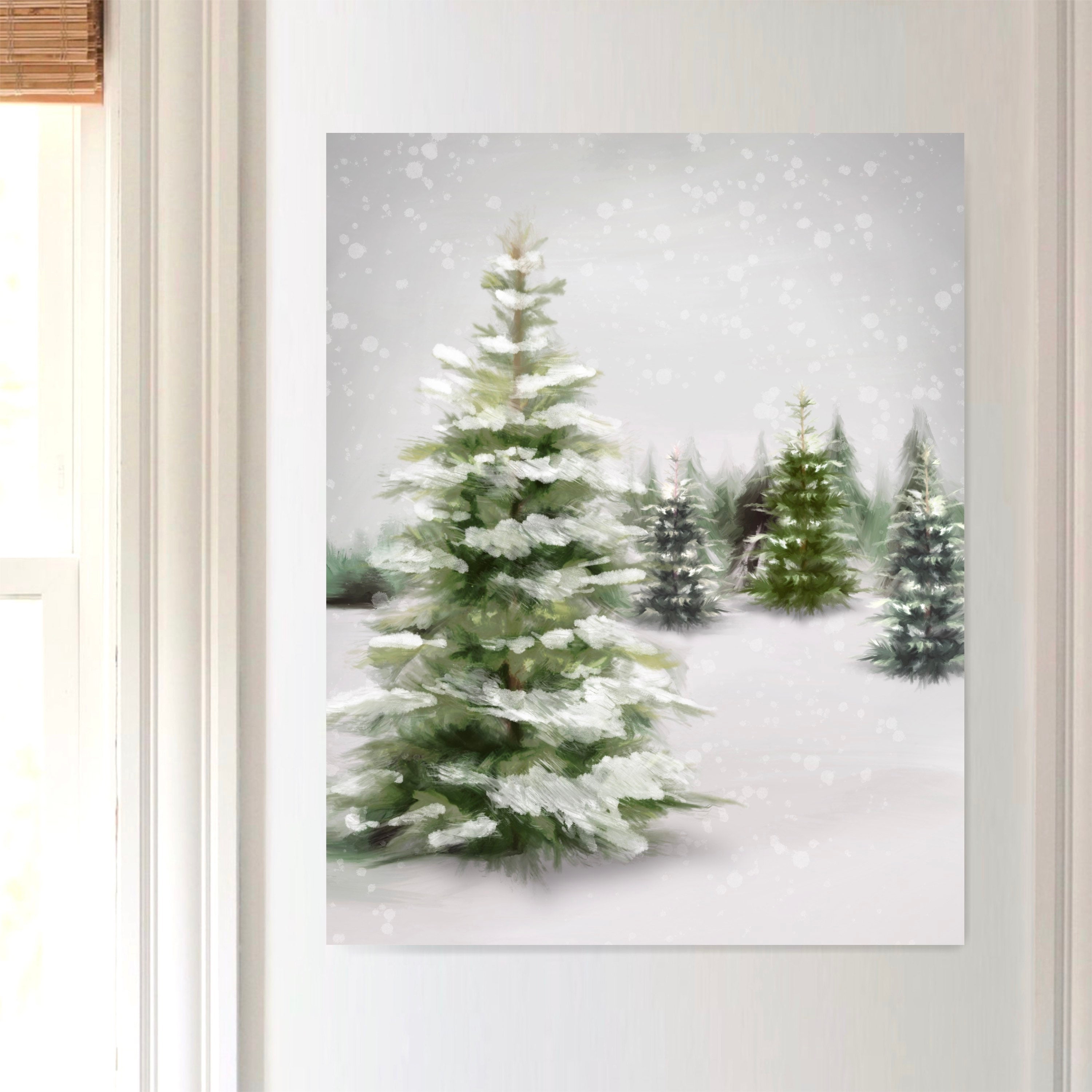Snowy Evergreen Landscape Print Christmas Tree Art Print - Etsy