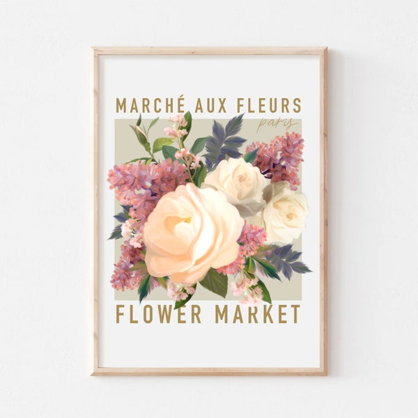 Le Marché Aux Fleurs Art Print, Paris Painting, Garden Wall Art, Wildflower Poster, Summer Flower Market, Gallery Wall Art, Home Decor