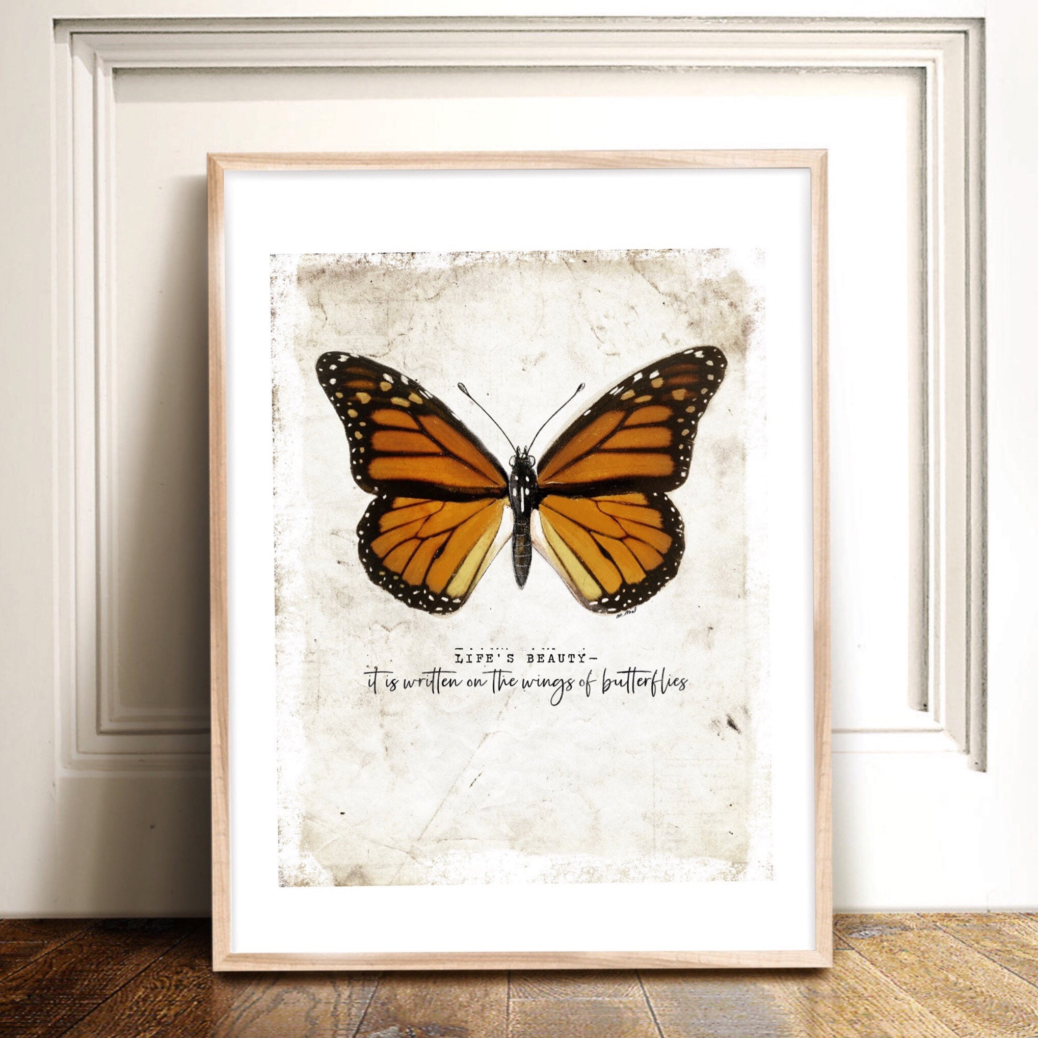 Monarch Butterfly Print Inspirational Quote Art Vintage | Etsy