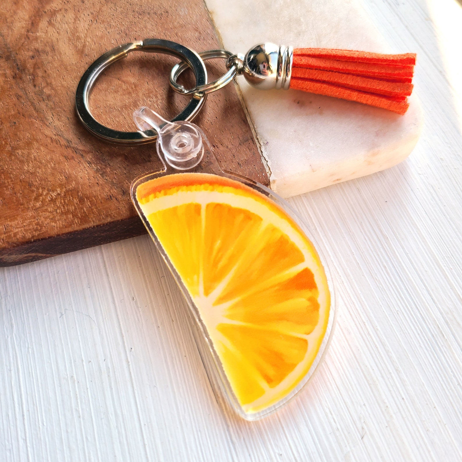 Orange Slice Acrylic Keychain 2 Inch Acrylic Keychain Orange Etsy