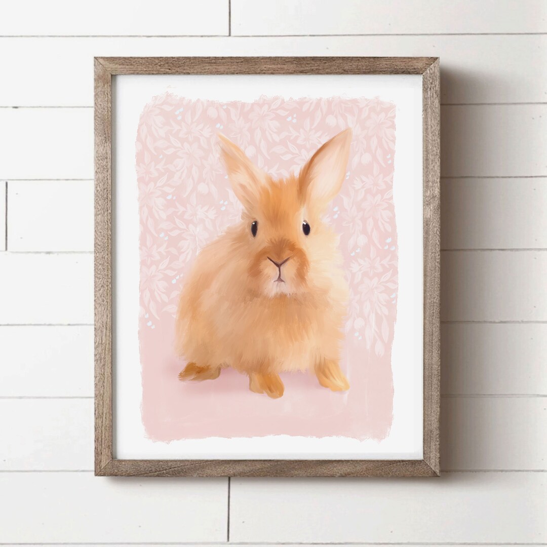 Baby Bunny Art Print, Rabbit Art, Spring Art, Easter Decor, Farmhouse ...