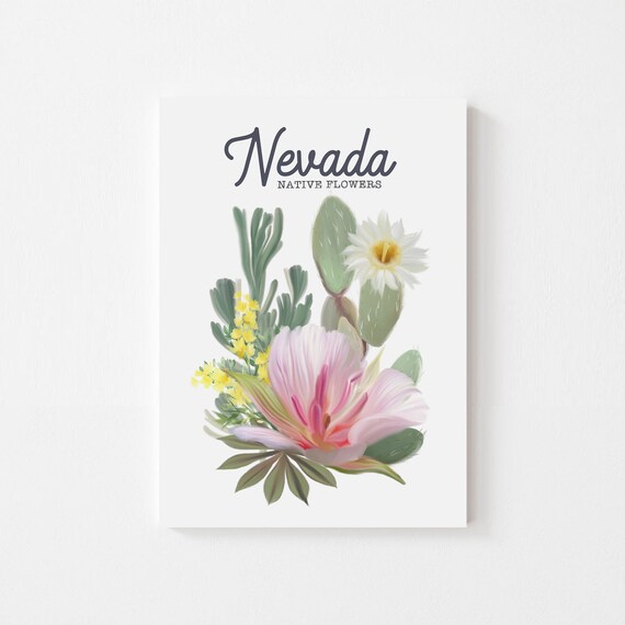 Nevada Flower Art Print State Flowers Art Nevada Art State